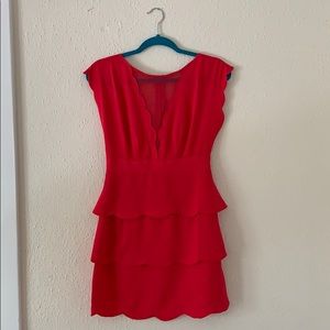 Hot pink tier peplum minidress